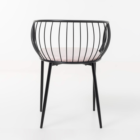 SILLA DE ASIENTO EN TERCIOPELO ROSA Y ESTRUCTURA NEGRO 80*55*57 CM