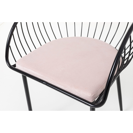 SILLA DE ASIENTO EN TERCIOPELO ROSA Y ESTRUCTURA NEGRO 80*55*57 CM