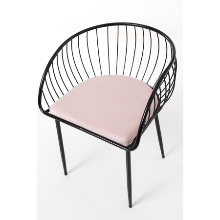 SILLA DE ASIENTO EN TERCIOPELO ROSA Y ESTRUCTURA NEGRO 80*55*57 CM