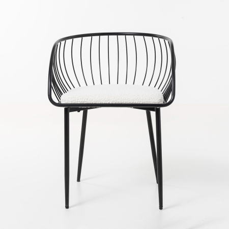 SILLA DE ASIENTO EN TERCIOPELO BLANCO Y ESTRUCTURA NEGRO 80*55*57 CM