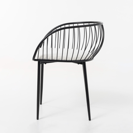 SILLA DE ASIENTO EN TERCIOPELO BLANCO Y ESTRUCTURA NEGRO 80*55*57 CM