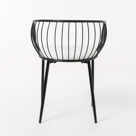 SILLA DE ASIENTO EN TERCIOPELO BLANCO Y ESTRUCTURA NEGRO 80*55*57 CM