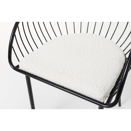 SILLA DE ASIENTO EN TERCIOPELO BLANCO Y ESTRUCTURA NEGRO 80*55*57 CM