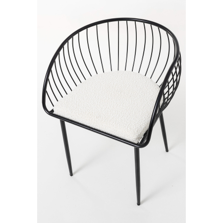 SILLA DE ASIENTO EN TERCIOPELO BLANCO Y ESTRUCTURA NEGRO 80*55*57 CM
