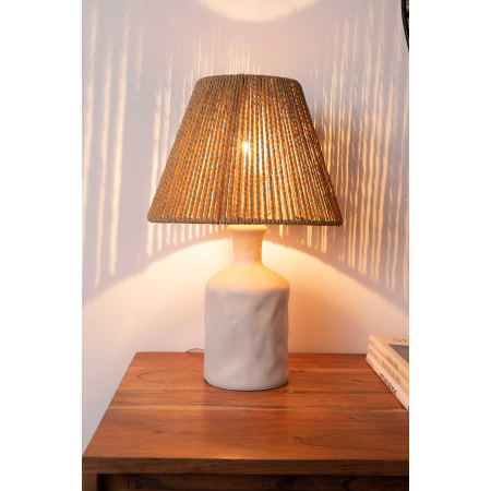 LÁMPARA DE SOBREMESA DE HILO DE PAPEL Y CERÁMICA 25*25*39 CM