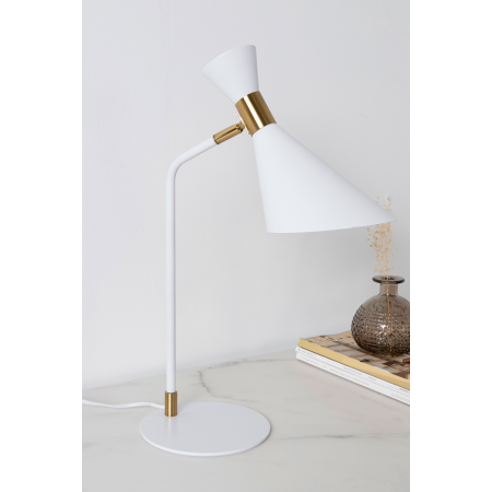 LAMPARA DE SOBREMESA DE METAL BLANCO. 30*16*45 CM