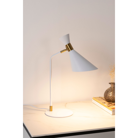 LAMPARA DE SOBREMESA DE METAL BLANCO. 30*16*45 CM