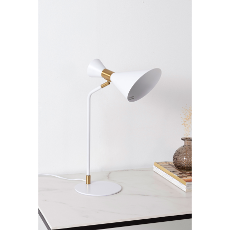 LAMPARA DE SOBREMESA DE METAL BLANCO. 30*16*45 CM