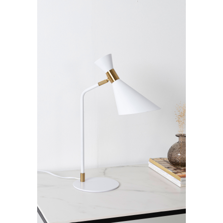 LAMPARA DE SOBREMESA DE METAL BLANCO. 30*16*45 CM