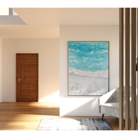 PINTURA AL ÓLEO, MARCO BLANCO 120X160X3,5 CM