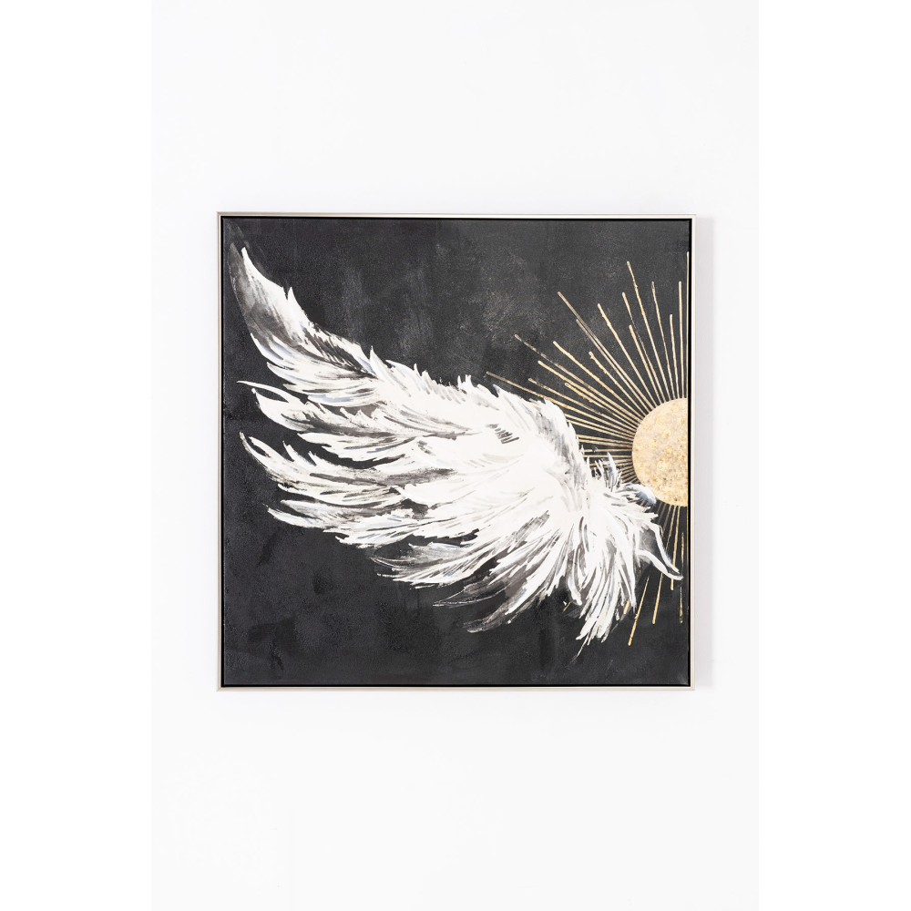 SET DE 2 CUADROS IMPRESOS Y AL ÓLEO, MARCO PLATA 80X80X3,5 CM CADA UNO. TOTAL 160x60 CM