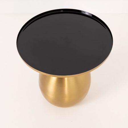 MESA AUXILIAR 52*40*40 CM. METAL DORADO GALVANIZADO, TAPA ESMALTADO NEGRO