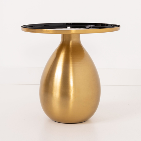 MESA AUXILIAR 52*40*40 CM. METAL DORADO GALVANIZADO, TAPA ESMALTADO NEGRO