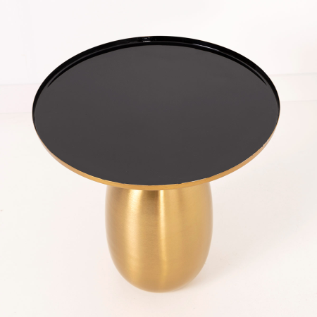 MESA AUXILIAR 40*50*50 CM. METAL DORADO GALVANIZADO, TAPA ESMALTADO NEGRO