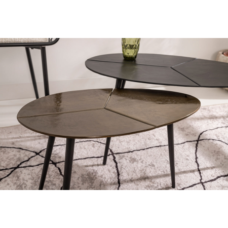 MESA CENTRO 60*35*37 CM. METAL DORADO Y PATAS METAL NEGRO