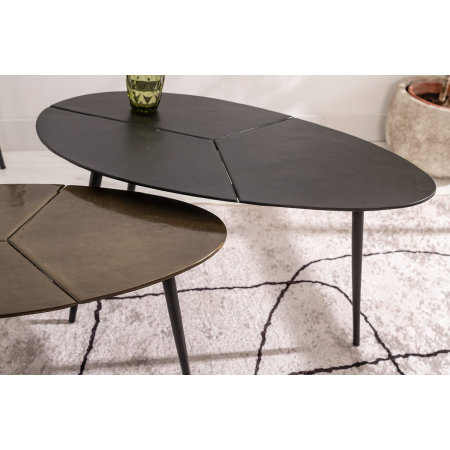 MESA CENTRO 60*35*37 CM. METAL DORADO Y PATAS METAL NEGRO