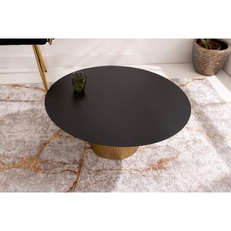 MESA CENTRO 80*80*32 CM. METAL DORADO Y TAPA METAL NEGRO