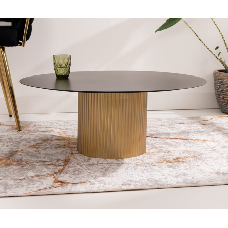 MESA CENTRO 80*80*32 CM. METAL DORADO Y TAPA METAL NEGRO