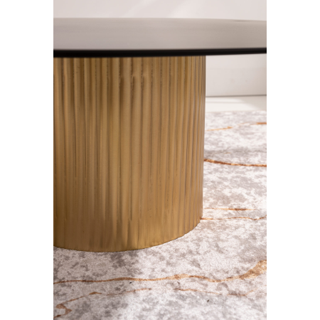 MESA CENTRO 80*80*32 CM. METAL DORADO Y TAPA METAL NEGRO