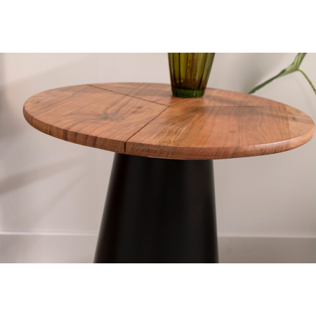 MESA AUXILIAR 52*49*49 CM. BASE METAL NEGRO Y TAPA MADERA MANGO