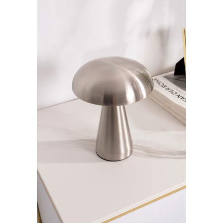 LÁMPARA PORTATIL METAL PLATA, RECARGABLE CON CABLE USB. 21*19 CM (4 POSICIONES LUZ)