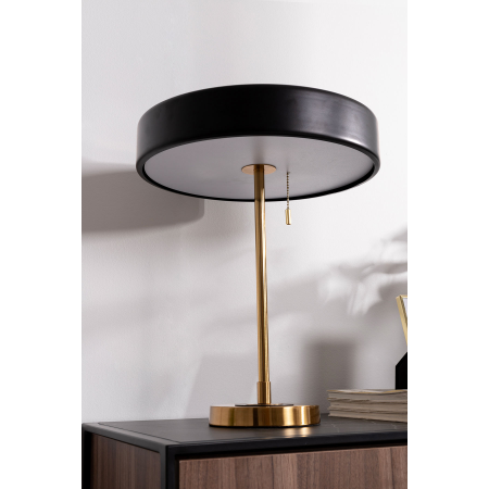 LÁMPARA ESCRITORIO 42*35 CM, PANTALLA NEGRO MATE, PIE DORADO