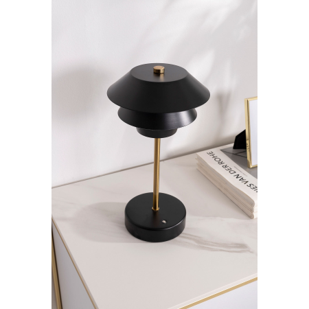 LÁMPARA PORTATIL POUL NEGRO Y DORADO. 31*17 CM