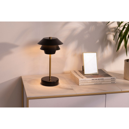 LÁMPARA PORTATIL POUL NEGRO Y DORADO. 31*17 CM