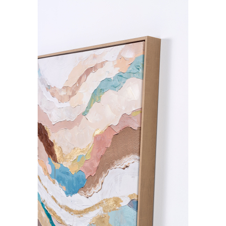 SET 2 LIENZOS OLEO 60X90 CM. MARCO ROBLE, ABSTRACTO TONOS TIERRA Y PASTEL