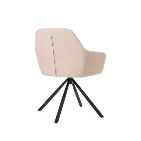 SILLA CLAIRE GIRATORIA 360º. TAPIZADO BEIGE, PATAS METAL NEGRO