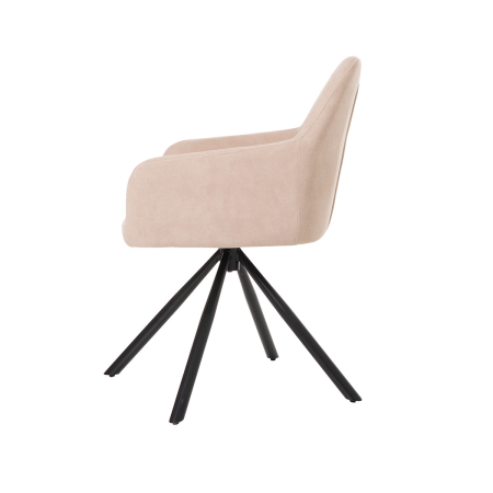 SILLA CLAIRE GIRATORIA 360º. TAPIZADO BEIGE, PATAS METAL NEGRO