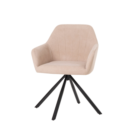 SILLA CLAIRE GIRATORIA 360º. TAPIZADO BEIGE, PATAS METAL NEGRO