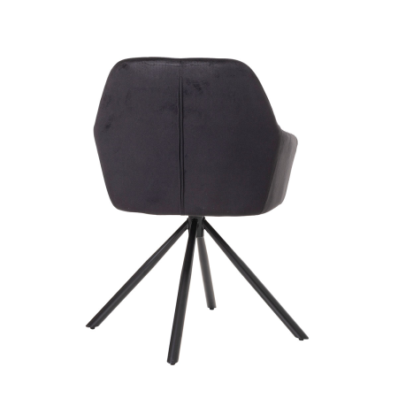 SILLA CLAIRE GIRATORIA 360º. TAPIZADO TERCIOPELO NEGRO, PATAS METAL NEGRO