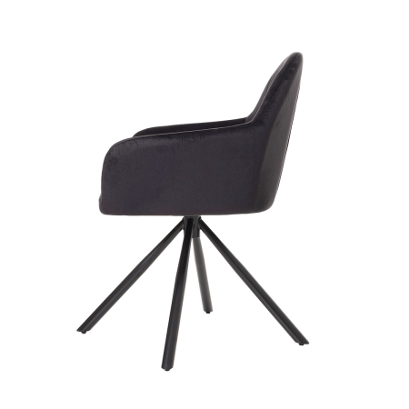 SILLA CLAIRE GIRATORIA 360º. TAPIZADO TERCIOPELO NEGRO, PATAS METAL NEGRO