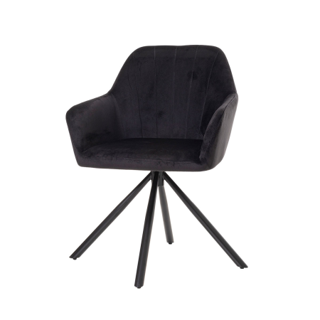 SILLA CLAIRE GIRATORIA 360º. TAPIZADO TERCIOPELO NEGRO, PATAS METAL NEGRO