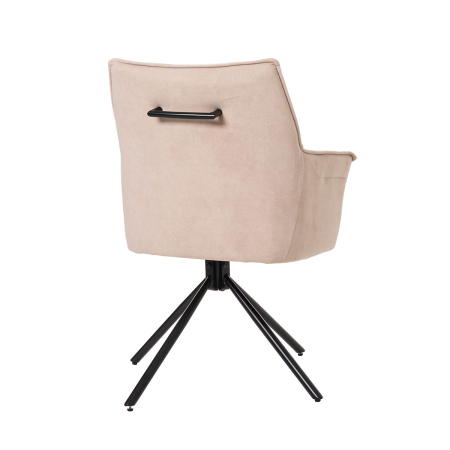SILLA ROSE GIRATORIA 360º. TAPIZADO TONOS BEIGE, PATAS METAL NEGRO