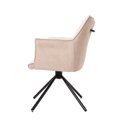 SILLA ROSE GIRATORIA 360º. TAPIZADO TONOS BEIGE, PATAS METAL NEGRO