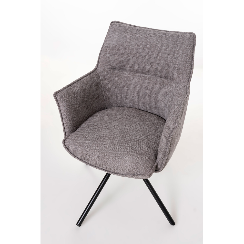 SILLA ROSE GIRATORIA 360º. TAPIZADO GRIS, PATAS METAL NEGRO