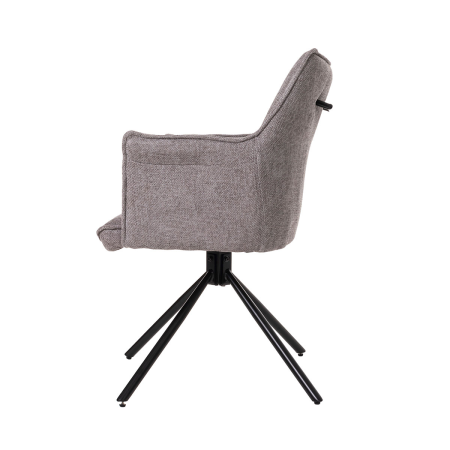 SILLA ROSE GIRATORIA 360º. TAPIZADO GRIS, PATAS METAL NEGRO