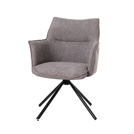 SILLA ROSE GIRATORIA 360º. TAPIZADO GRIS, PATAS METAL NEGRO