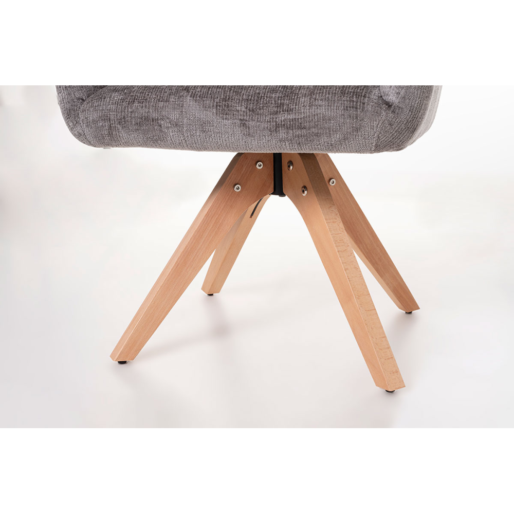 SILLA NORD GIRATORIA 360º. TAPIZADO GRIS OSCURO, PATAS METAL NEGRO