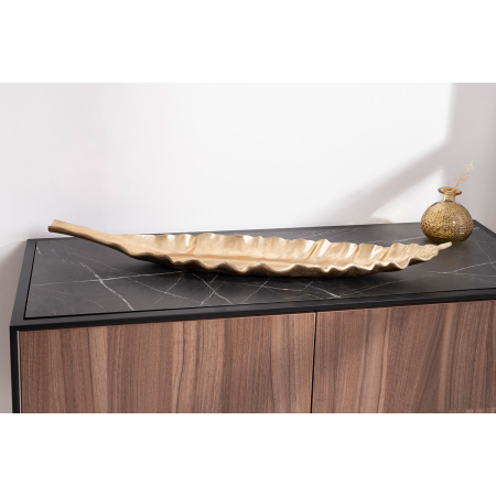 Centro polyresina. Hoja dorada. 77x7x18cm