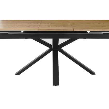 MESA EXTENSIBLE 160-200*90*75CM, TAPA CHAPA ROBLE, PATA METALICA NEGRA