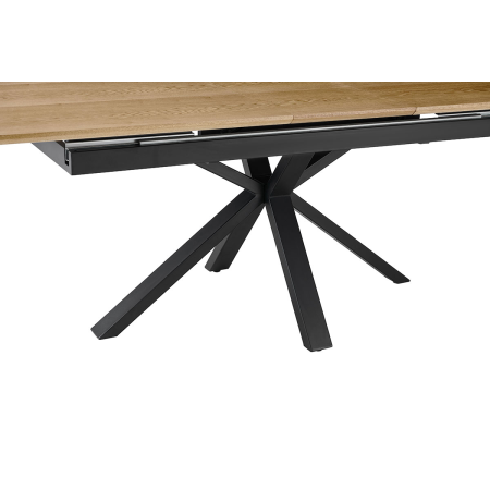 MESA EXTENSIBLE 160-200*90*75CM, TAPA CHAPA ROBLE, PATA METALICA NEGRA