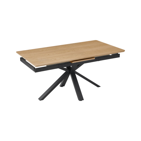 MESA EXTENSIBLE 160-200*90*75CM, TAPA CHAPA ROBLE, PATA METALICA NEGRA