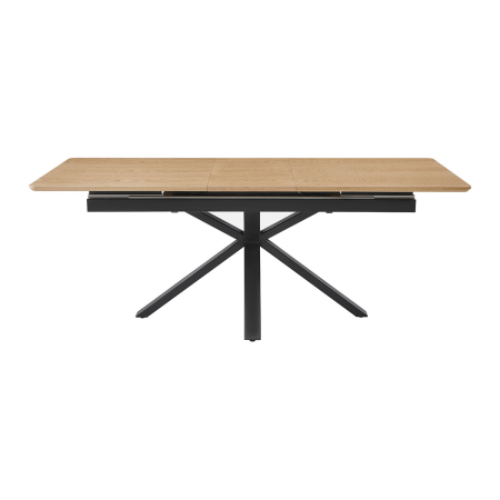 MESA EXTENSIBLE 160-200*90*75CM, TAPA CHAPA ROBLE, PATA METALICA NEGRA