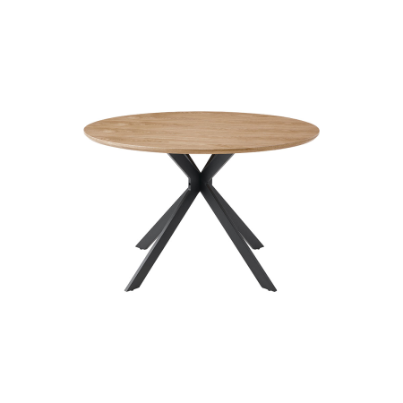 MESA COMEDOR TAPA REDONDA 120*120*75CM, TAPA CHAPA ROBLE, PIE METAL NEGRO