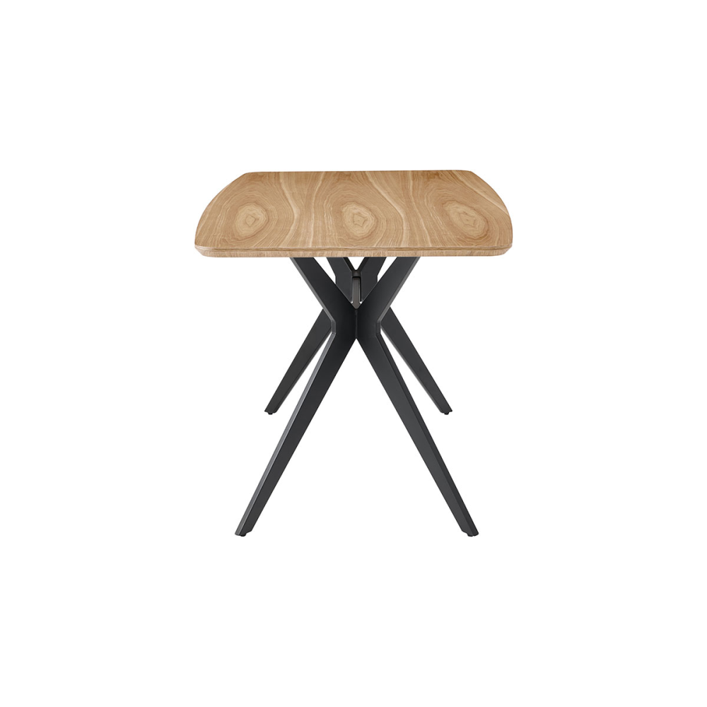 MESA EXTENSIBLE 140*80*75CM, TAPA CHAPA ROBLE, PATA METALICA NEGRA