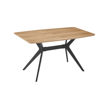 MESA EXTENSIBLE 140*80*75CM, TAPA CHAPA ROBLE, PATA METALICA NEGRA