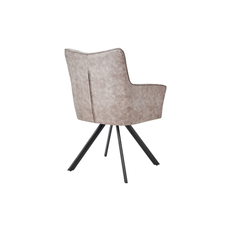 SILLON LEIA, ASIENTO GIRATORIO 360º CON RETORNO. TAPIZADO BEIGE CLARO Y MARRON TIERRA ANTIMANCHAS, PATAS METAL NEGRO